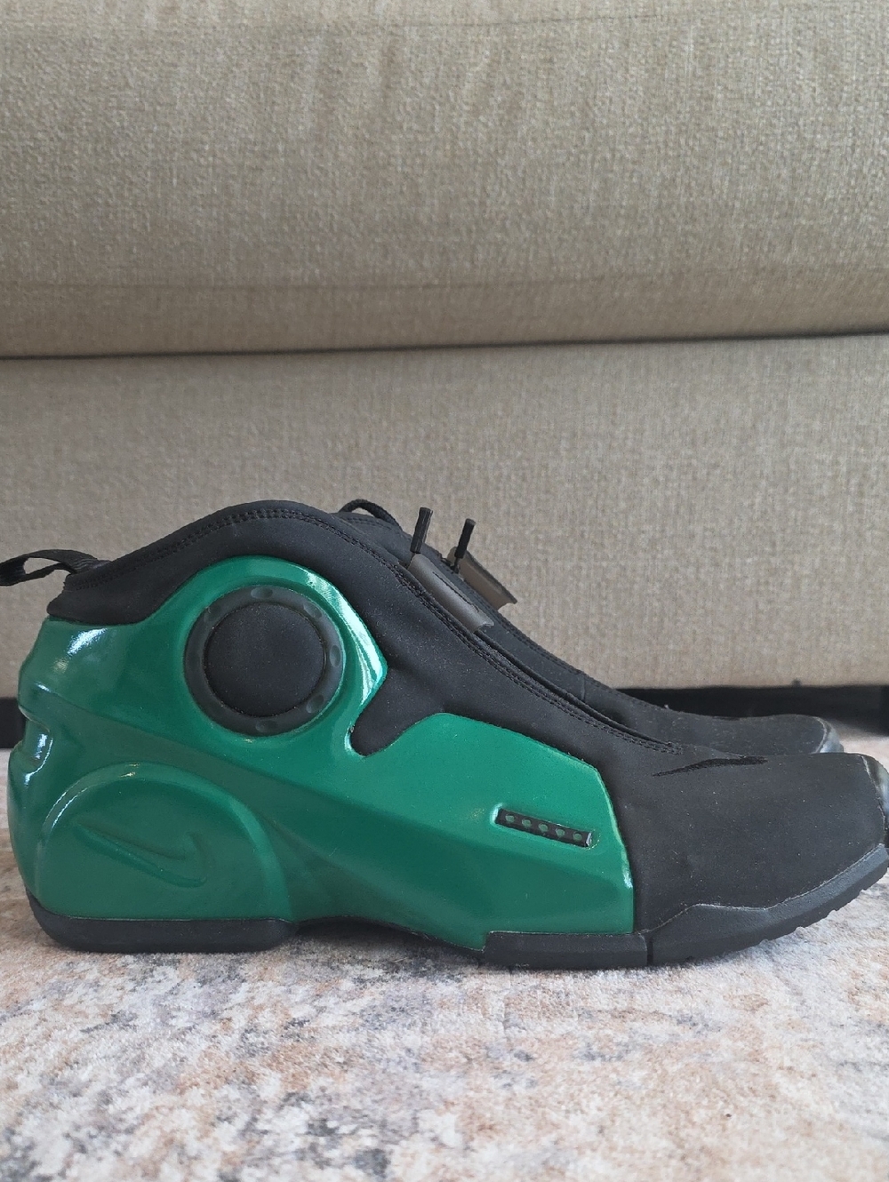 Nike Air Flightposite 2 Green and Black Slip-On Athletic Sneakers
